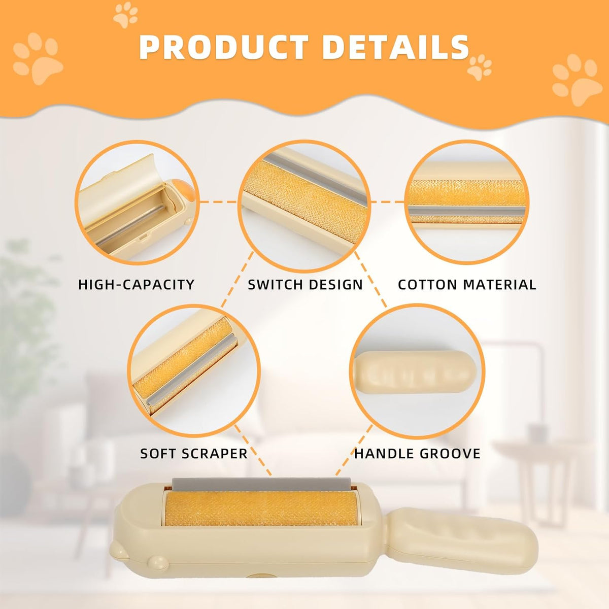 Pet Hair Remover Dog Cat Fur Remover With Self Cleaning Base Efficient Animal Hair Removal Tool Perfect For Furniture Couch Carpet  Car Seat