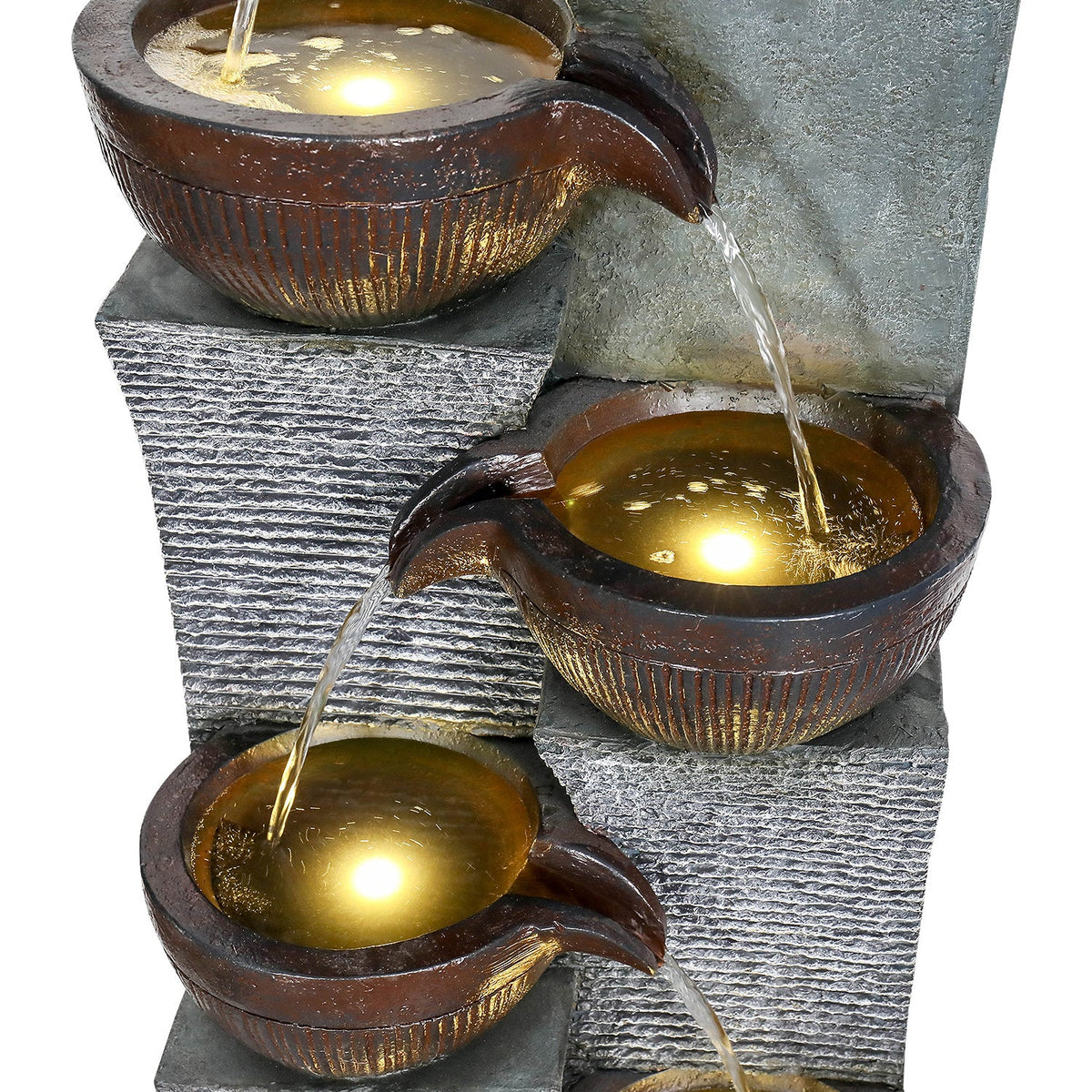 Resin 6 Tier Outdoor Water Fountain Pottery Bowls 53 in