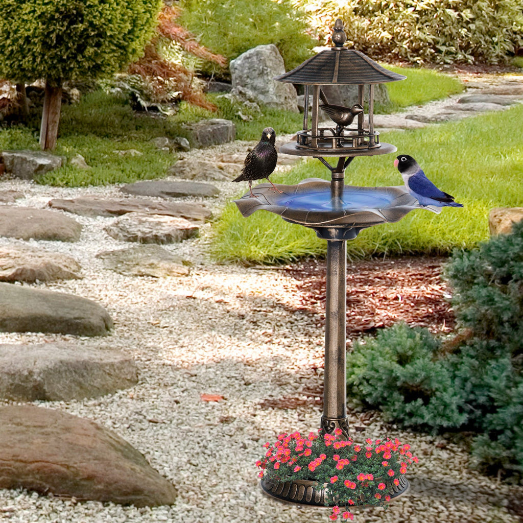 Resin Tall Bird Bath Feeder and Planter 44 Inch