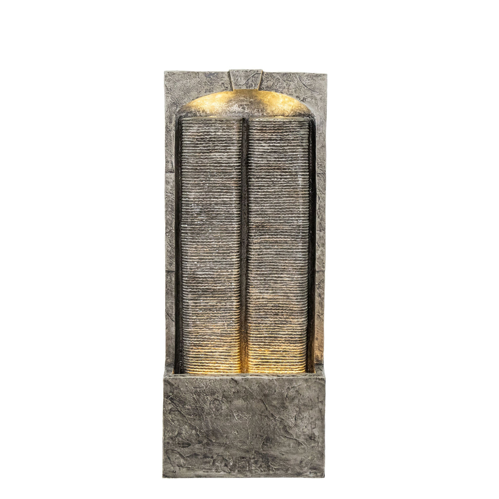 Resin Slate Outdoor Water Wall Fountain with LED Lights