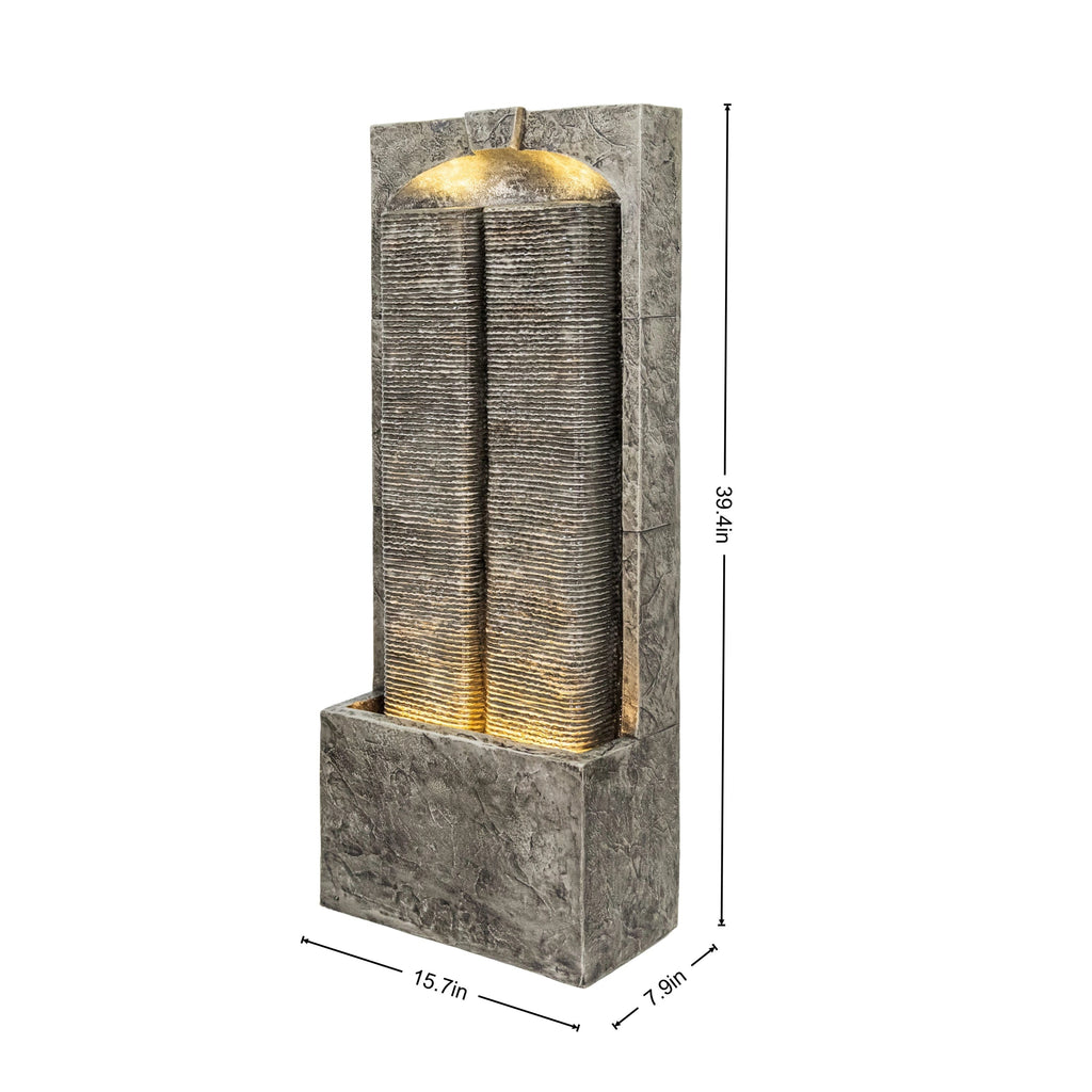 Resin Slate Outdoor Water Wall Fountain with LED Lights
